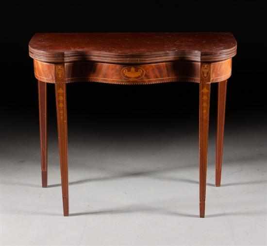 Appraisal: Federal style inlaid mahogany serpentine front flip-top games table th