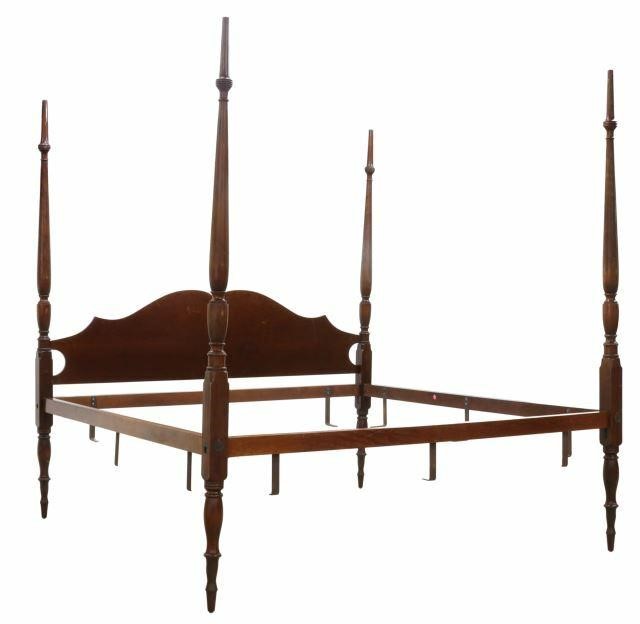 Appraisal: American Federal style mahogany four-poster bed king size turned posts