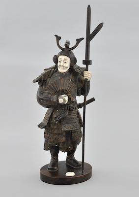 Appraisal: A Signed Carved Boxwood and Ivory Figure of Samurai Meticulously