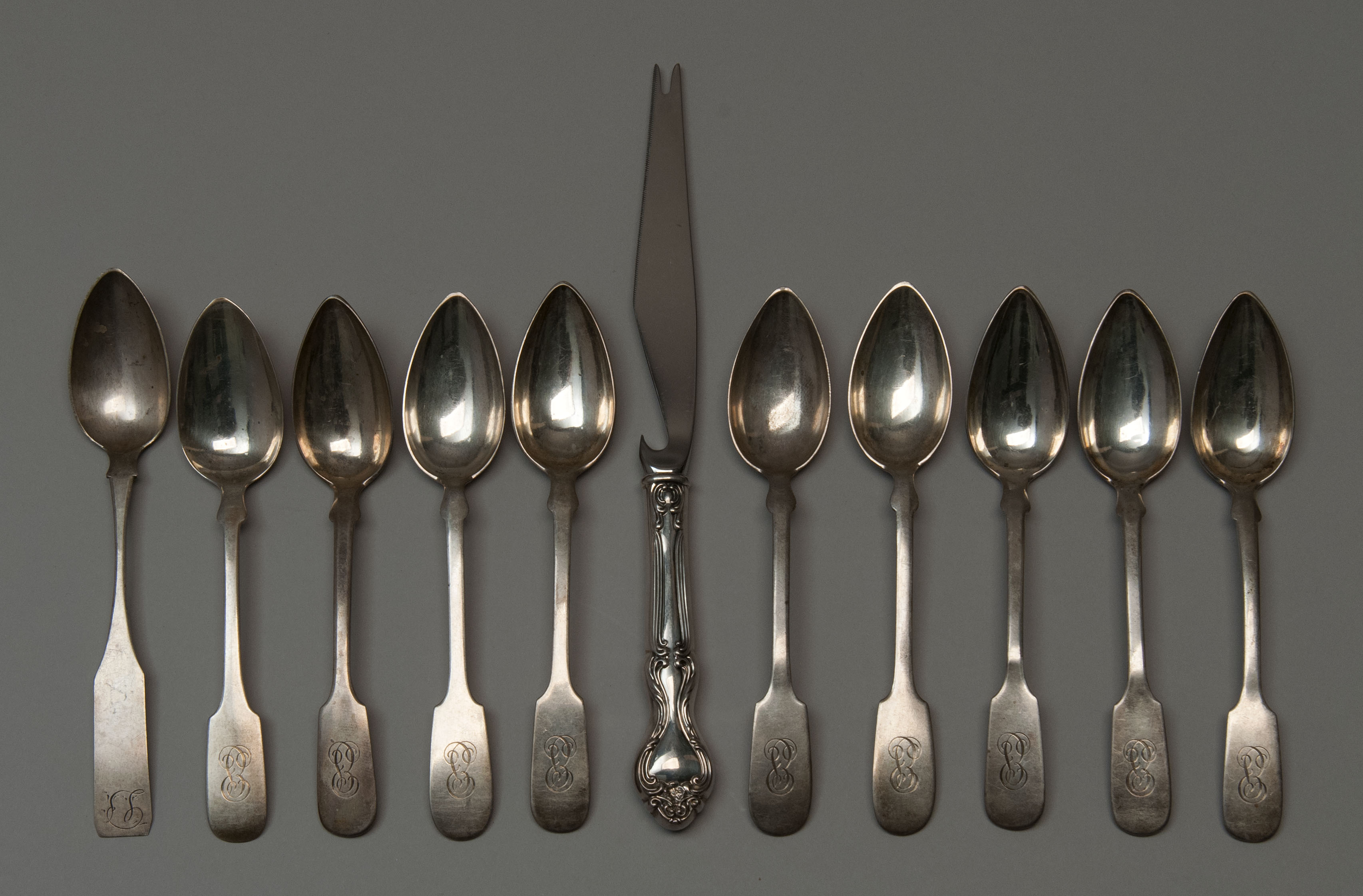 Appraisal: TEN AMERICAN SILVER TEASPOONS By various makers Together with a