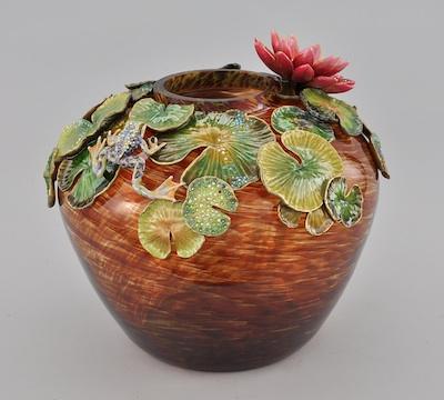 Appraisal: Jay Strongwater Lily Pad Vase Lily Lily Pad Vase From