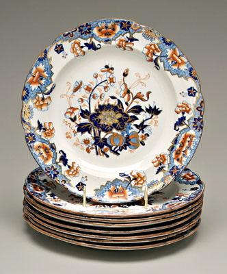 Appraisal: Eight Spode plates cobalt blue and iron red Imari style