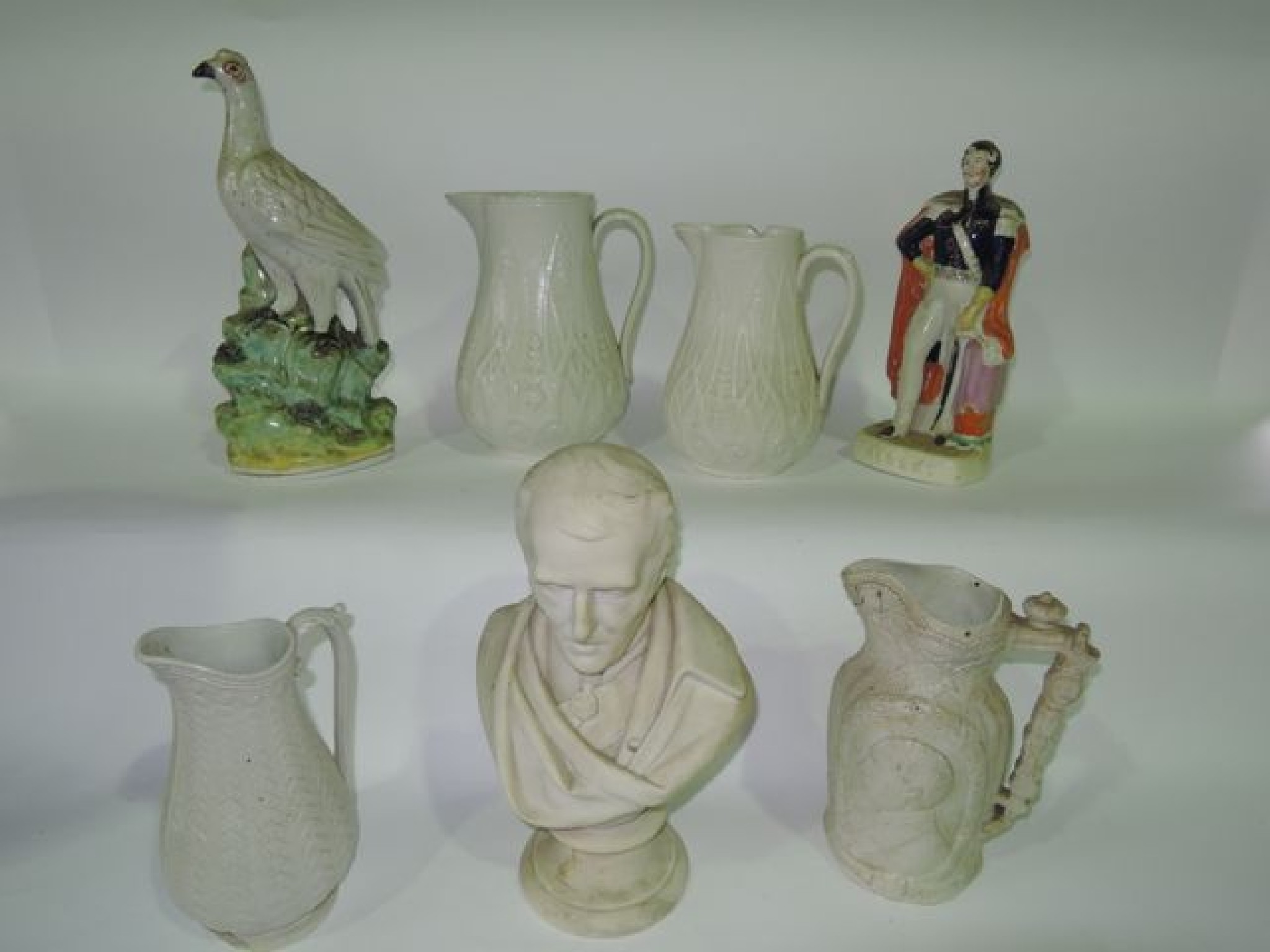 Appraisal: A collection of th century ceramics including a Staffordshire figure