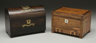 Appraisal: Two lidded boxes one probably rosewood with dome top and