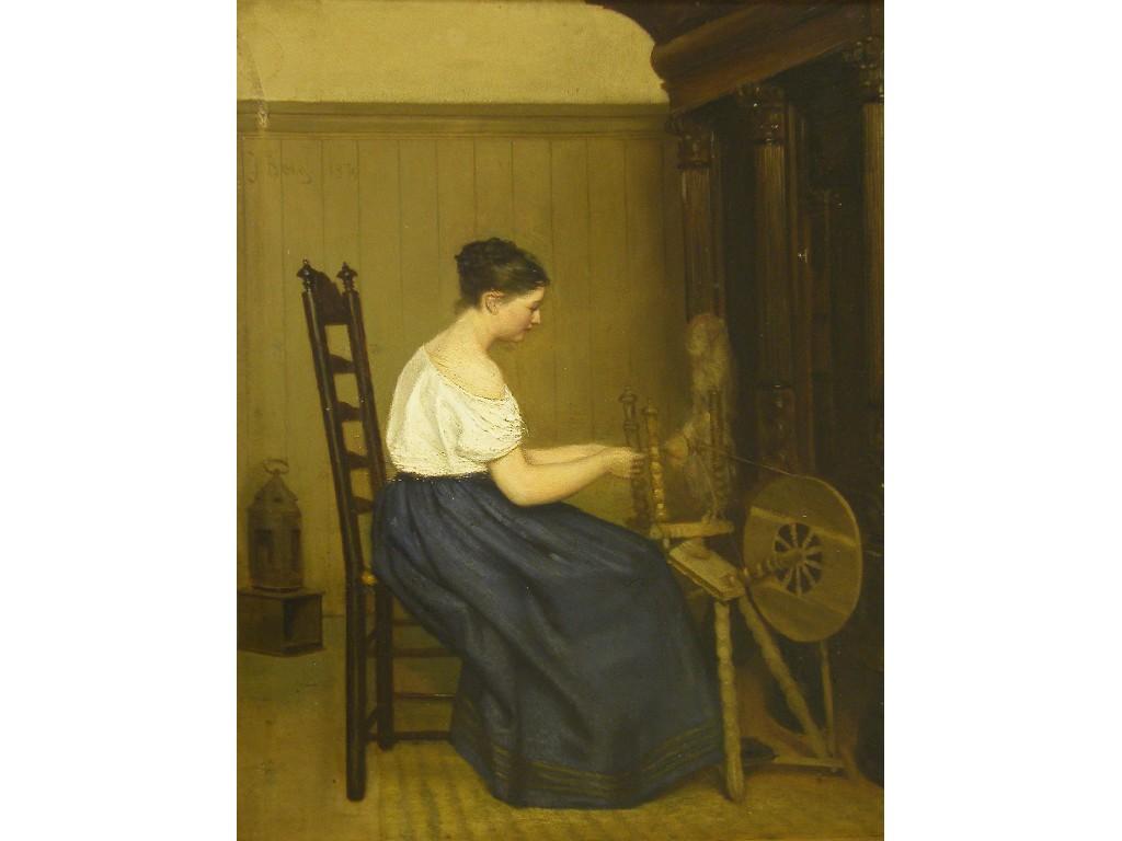 Appraisal: By F Berg th century - lady sat at a