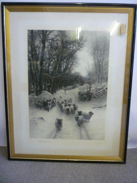 Appraisal: JOSEPH FARQUHARSON - Snowscene with Shepherd and Sheep uncoloured reproduction