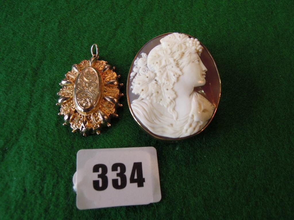 Appraisal: A Victorian shell cameo carved to depict the head and