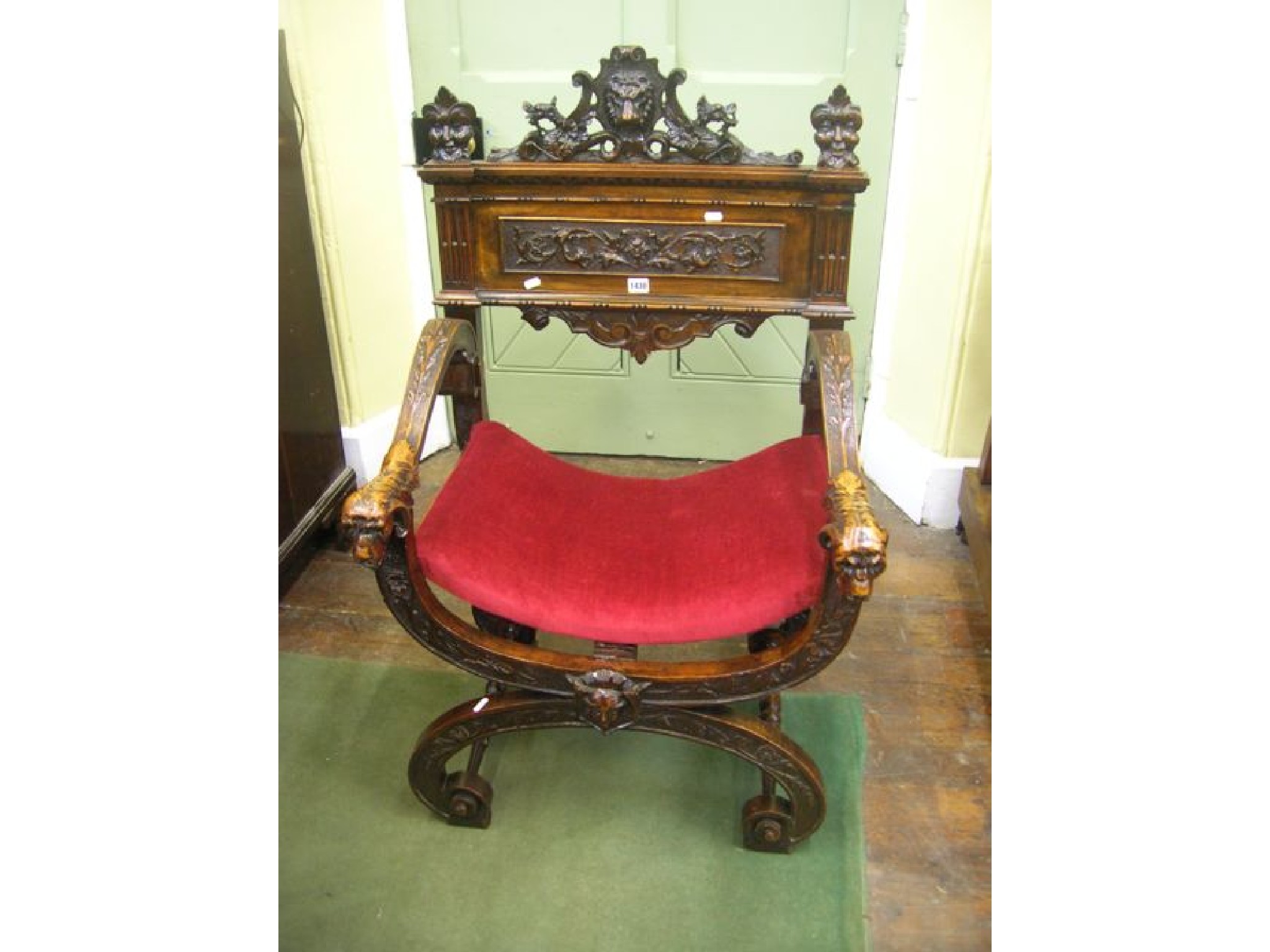 Appraisal: An early th century Italian walnut hall or side chair