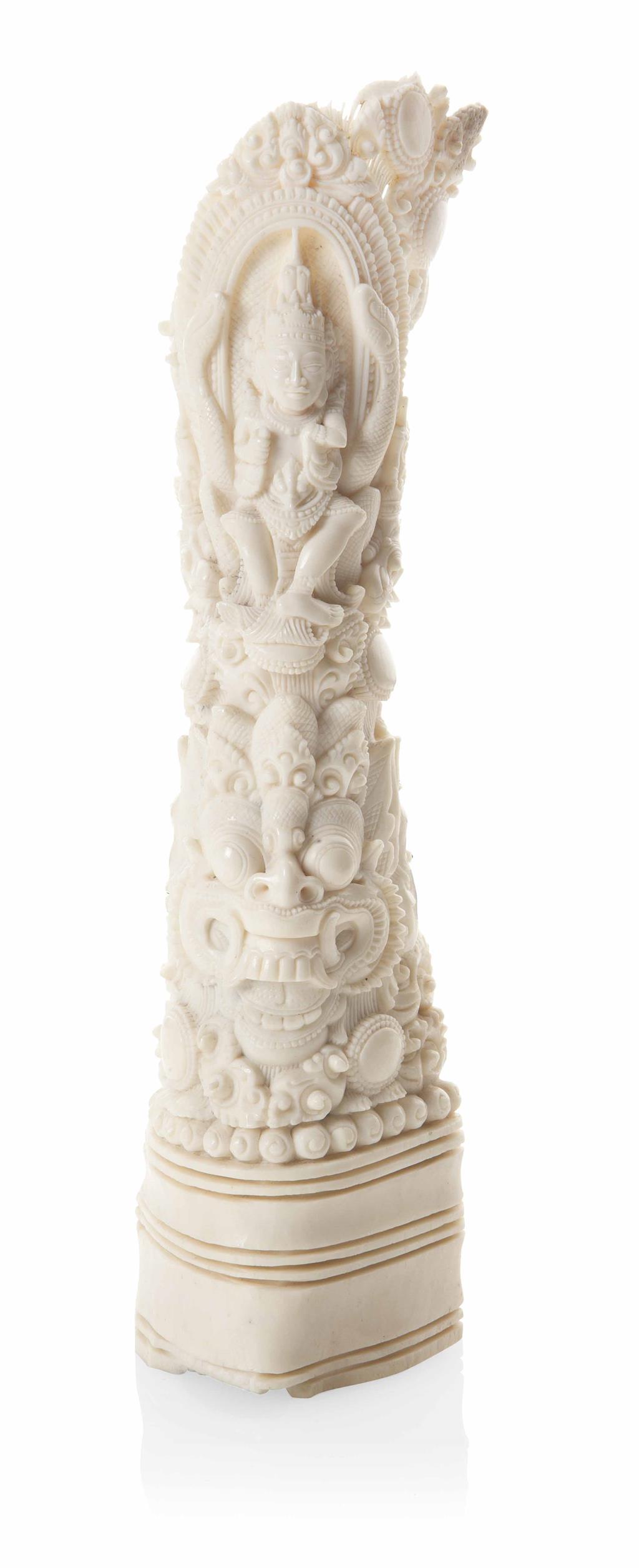 Appraisal: YIVORY TUSK CARVING TH CENTURY carved with a dancing Shiva