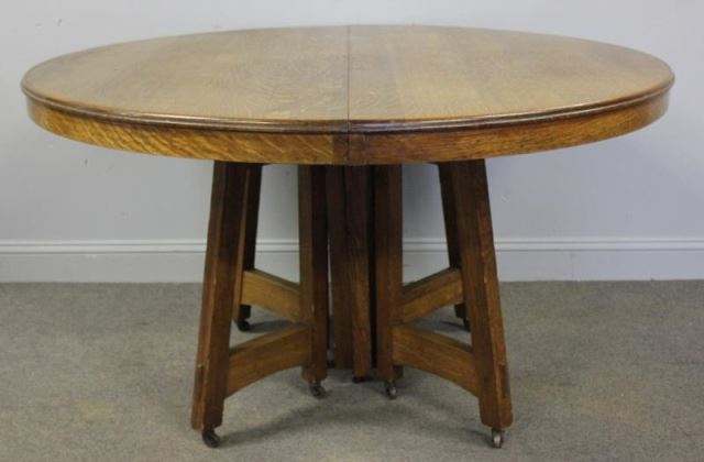 Appraisal: Limbert Signed Arts Crafts Oak Table with Boxed leaves With