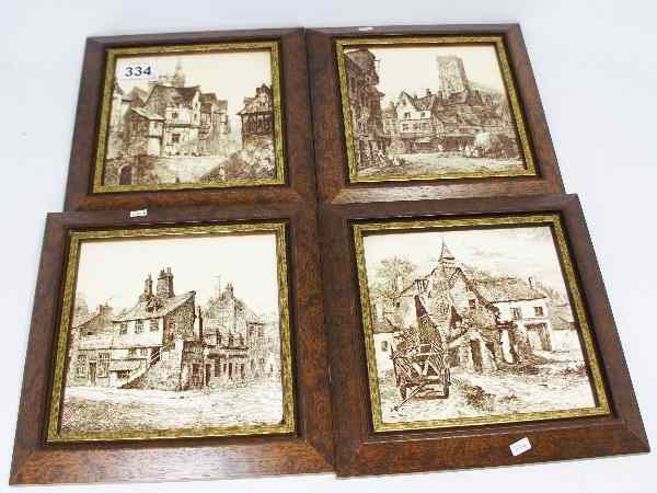 Appraisal: A collection of Minton Tiles with Old Street and Houses