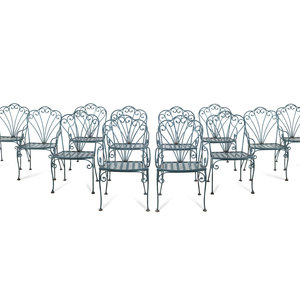 Appraisal: A Suite of Painted Steel Patio Furniture comprising two lounge