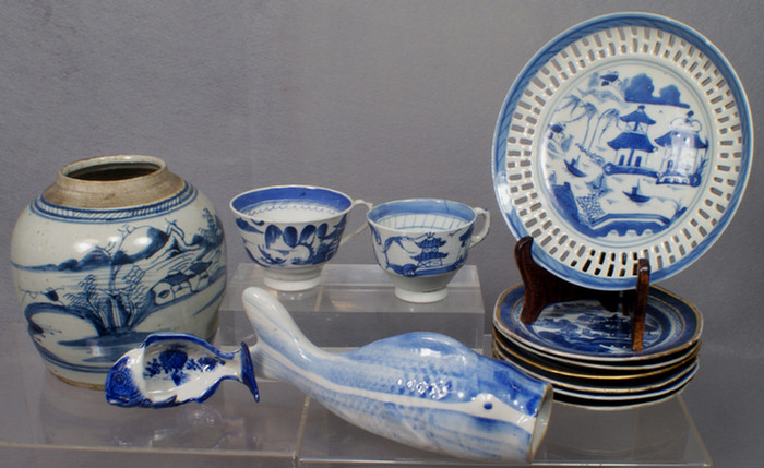 Appraisal: Chinese export porcelain blue and white lot pieces to include