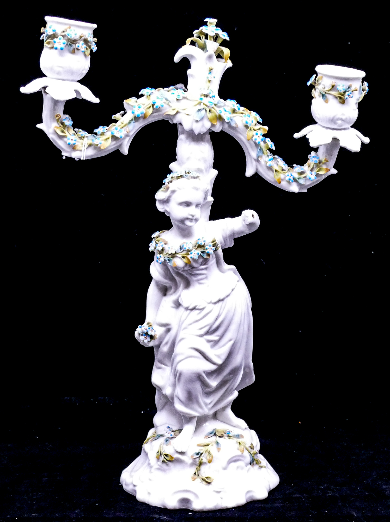 Appraisal: Joseph Gaspard Robert French Porcelain Figural Candlestick- AS IS- ''