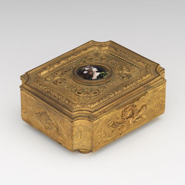 Appraisal: GILT BRONZE DRESSER BOX x x Bronze dresser box with