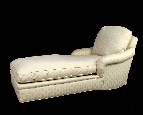 Appraisal: A fully upholstered chaise lounge height in width ft in