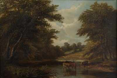 Appraisal: Joseph Mellor British fl - Cattle Watering Oil on canvas