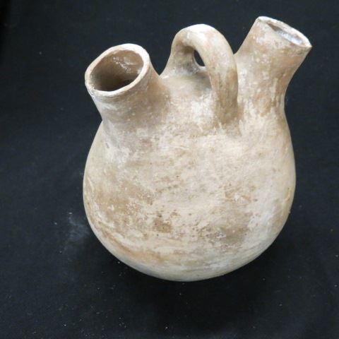 Appraisal: Pre-Columbian Pottery Vessel handled double spout gourd shape