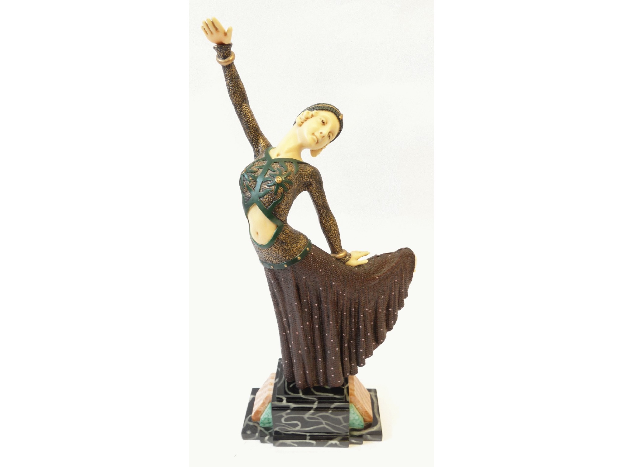 Appraisal: REPRODUCTION ART DECO COMPOSITION FIGURE OF A FEMALE DANCER modelled