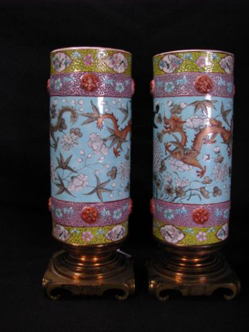 Appraisal: Pair of Imari Rose Medallion Pedestal Vases inches tall on