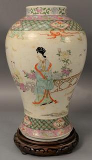 Appraisal: th Century Famille Rose Meiping porcelain vase with painted Guanyin