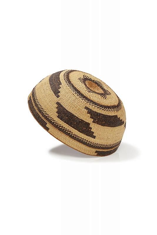 Appraisal: Hupa Hat Hupa hat with stepped geometric accents Dimensions h