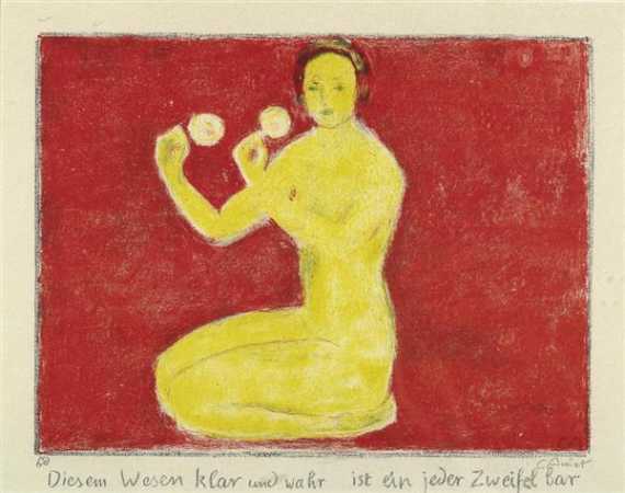 Appraisal: AMIET CUNO Yellow woman against a red ground Lithograph signed