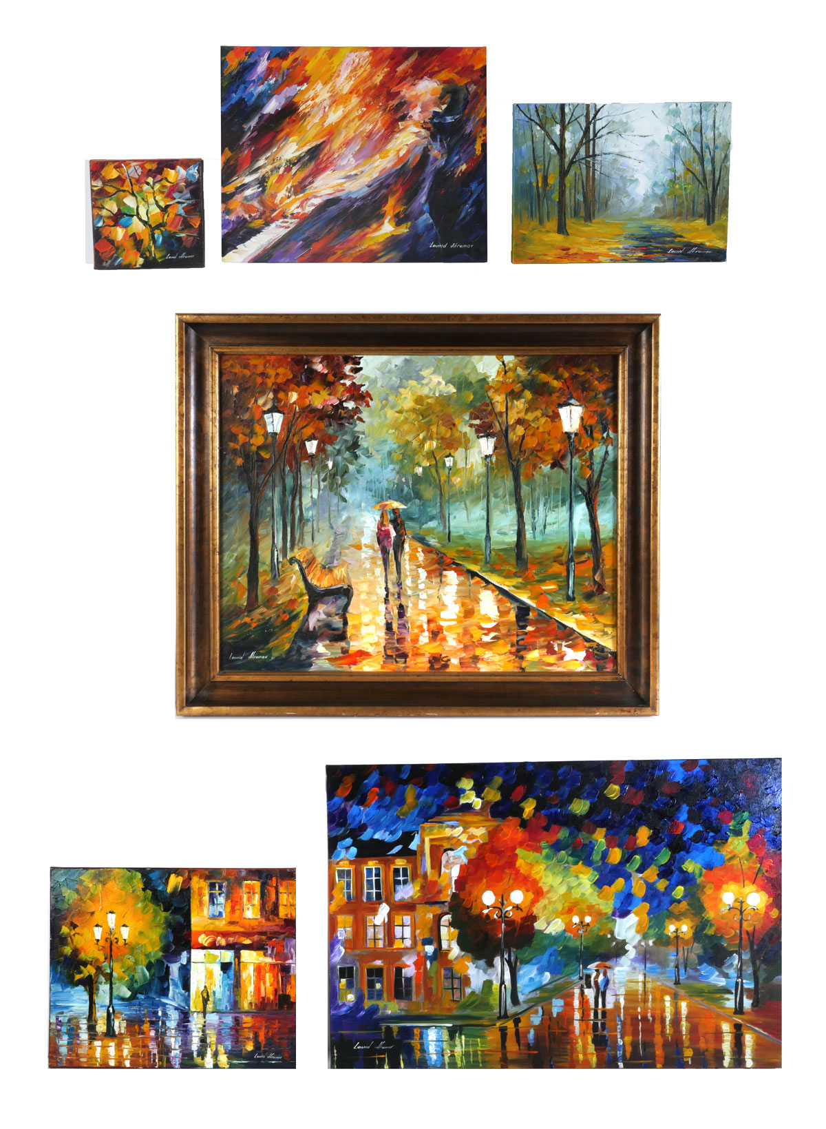 Appraisal: AFREMOV Leonid American Israeli b Six Oils on Canvas To