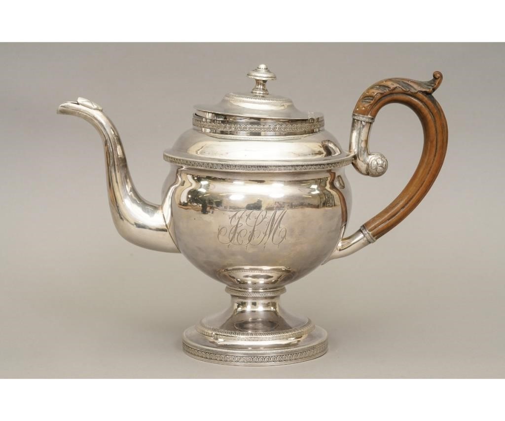 Appraisal: Philadelphia coin silver teapot by John Owen circa with carved