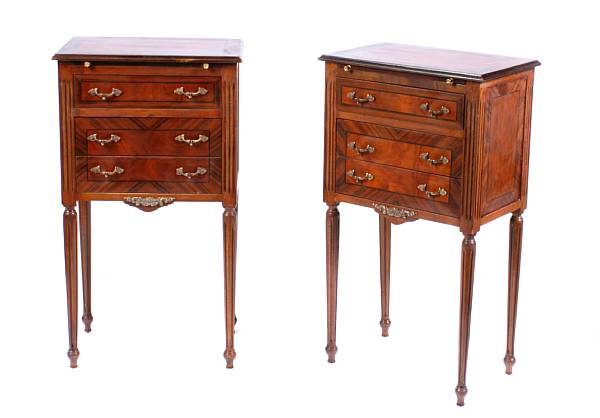 Appraisal: A pair of Louis XVI style four drawer nightstand height