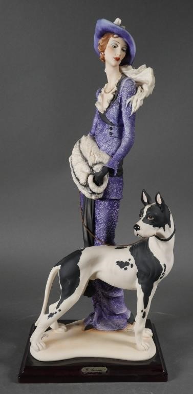 Appraisal: GIUSEPPE ARMANI LADY WITH GREAT DANE FIGURINEGiuseppe Armani Lady with