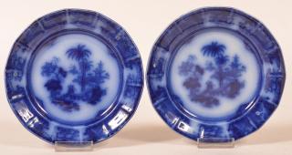 Appraisal: Two Flow Blue Ironstone China Shapoo Plates Two Flow Blue