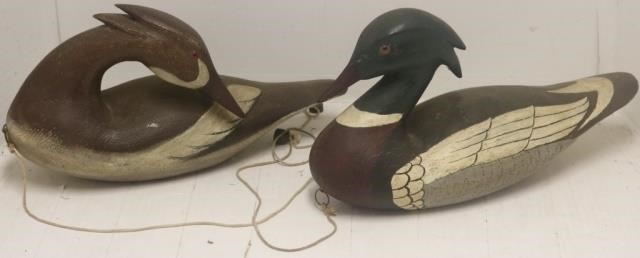 Appraisal: HOLLOW BODY MERGANSER DECOYS BY DALLAS J VALLEY OF PRAIRIE