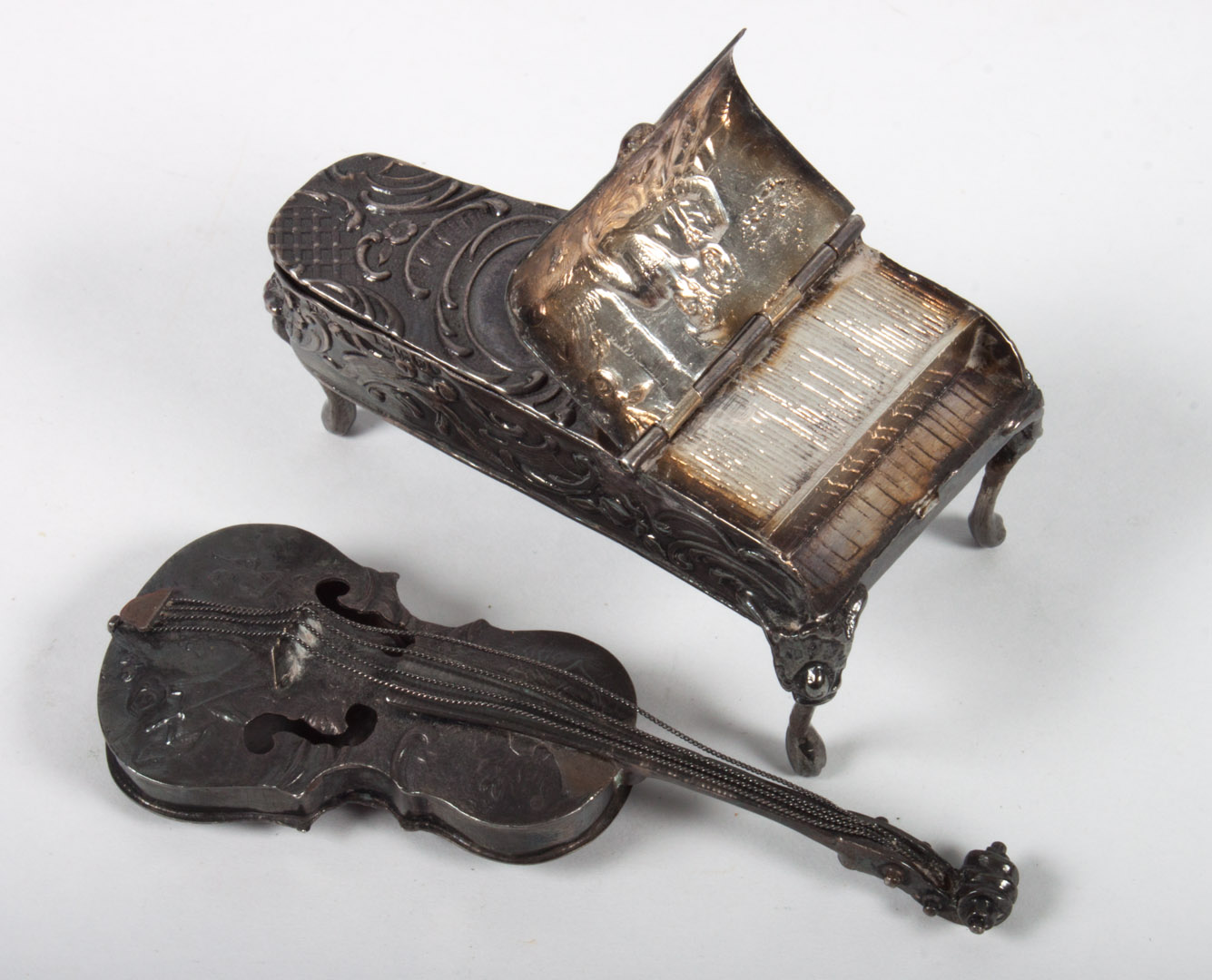 Appraisal: Miniature silver piano violin Hanau Germany circa ozt