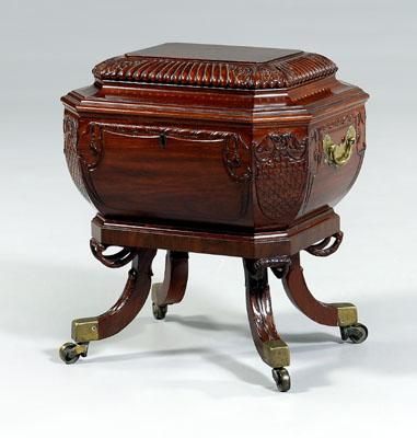 Appraisal: Regency style mahogany cellaret with hinged top and divided interior