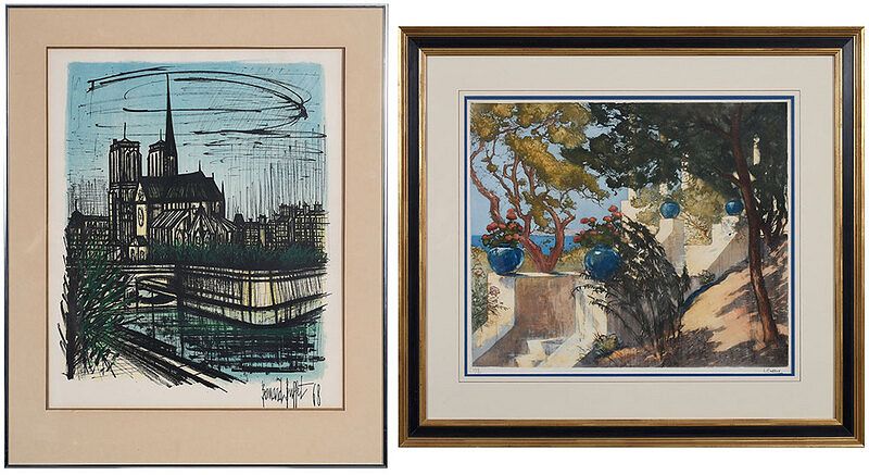 Appraisal: Two Framed Prints th century After Bernard Buffet French -