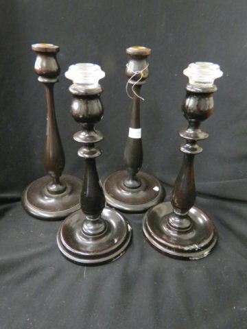 Appraisal: Pair of Mahogany Candlesticks tall