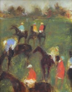 Appraisal: BARTOLI Jacques Oil on Canvas Jockeys Signed lower right further