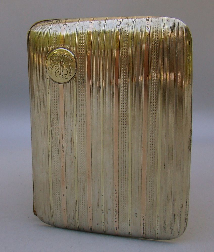 Appraisal: STERLING SILVER CIGARETTE CASE By Elgin Mfg Co in striped