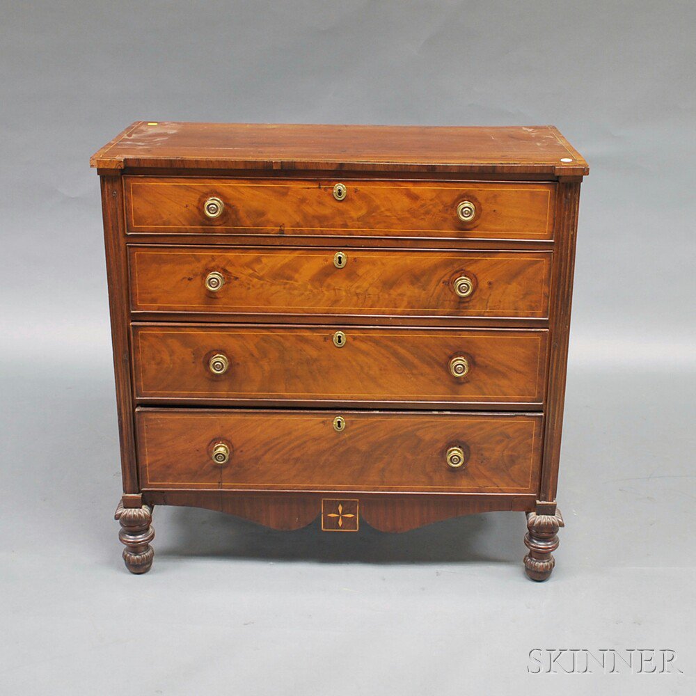 Appraisal: English Victorian Mahogany and Mahogany Veneer Chest of Drawers late