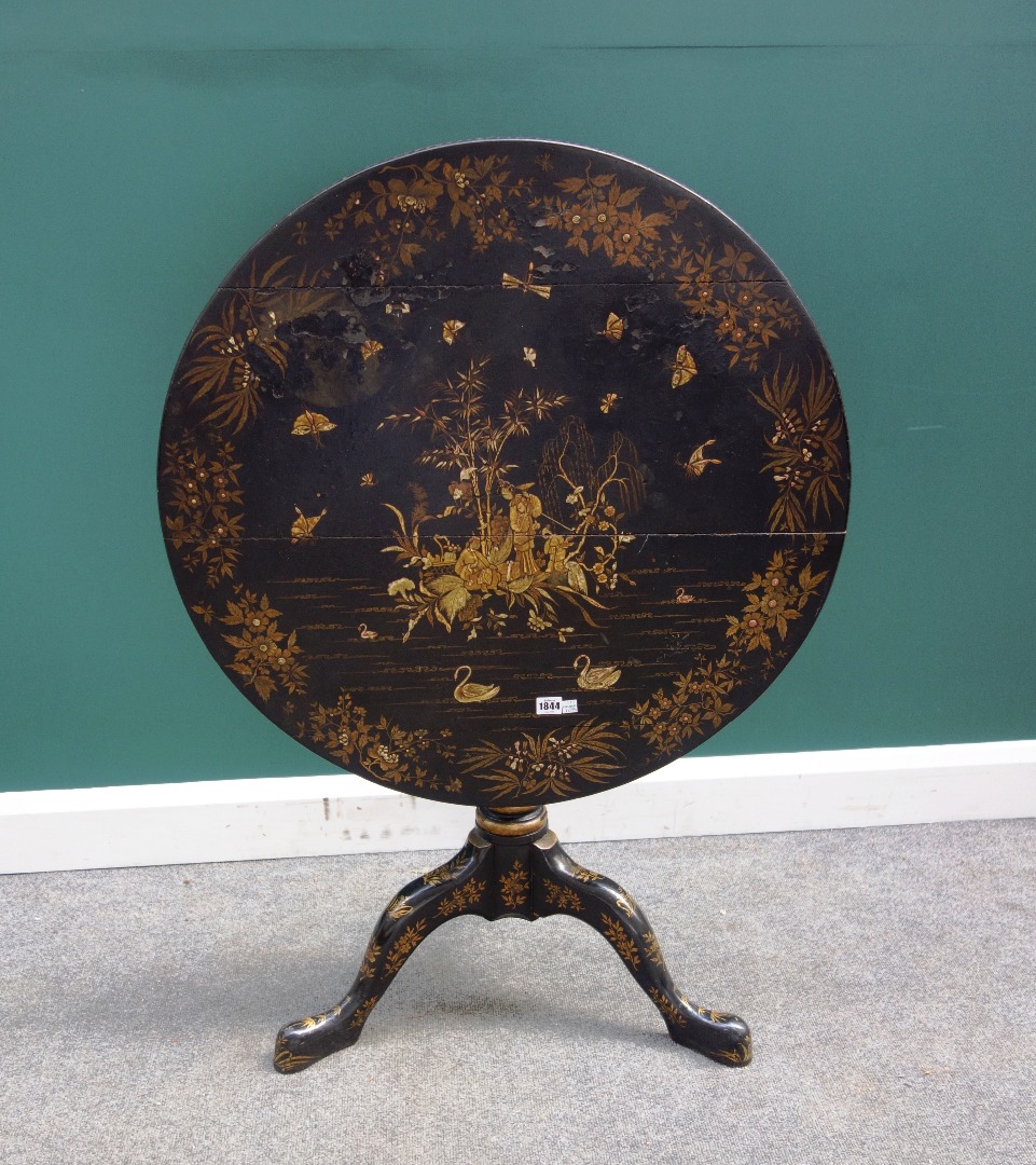 Appraisal: An th century and later black lacquer chinoiserie decorated occasional