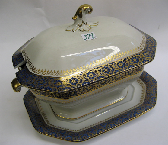 Appraisal: ASHWORTH BROTHERS ENGLISH IRONSTONE DINNERWARE blue band with gold overlay