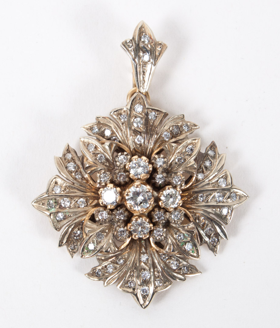 Appraisal: Continental gold and diamond pendant about carats tdw probably Portuguese