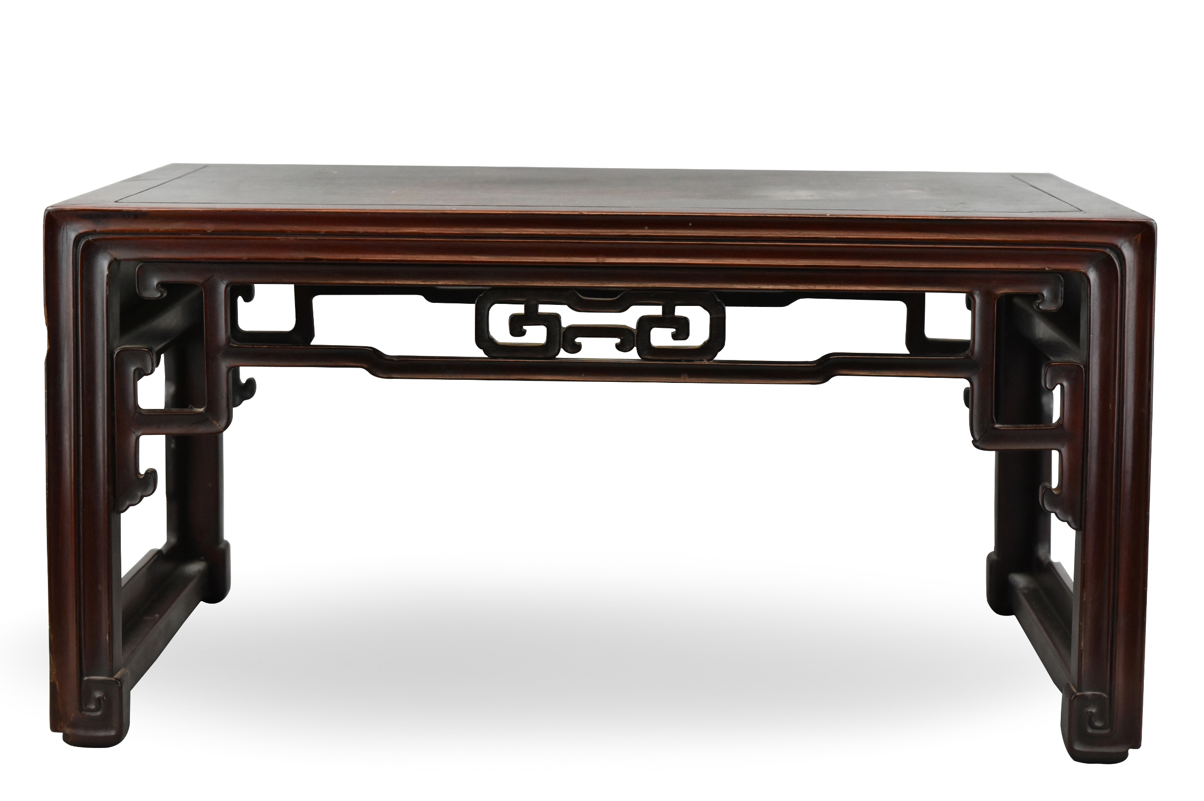 Appraisal: A Chinese rosewood kang table A low waisted kang table