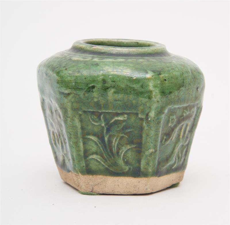 Appraisal: CHINESE GREEN GLAZED CERAMIC BRUSH POT in Property of Estate