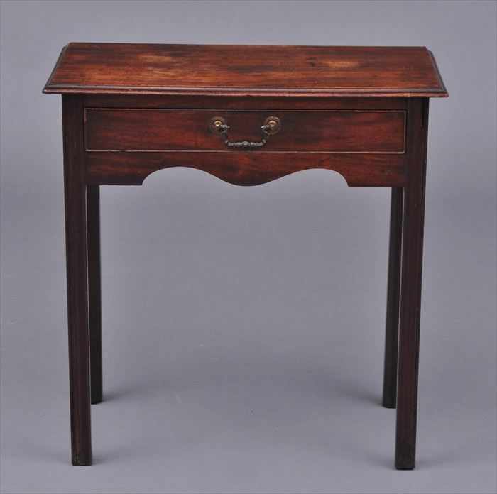 Appraisal: GEORGE III MAHOGANY SINGLE-DRAWER SIDE TABLE The molded top above