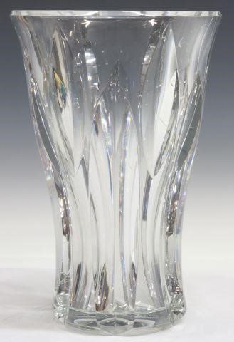 Appraisal: Large French Baccarat crystal vase with cut vertical design acid-etched