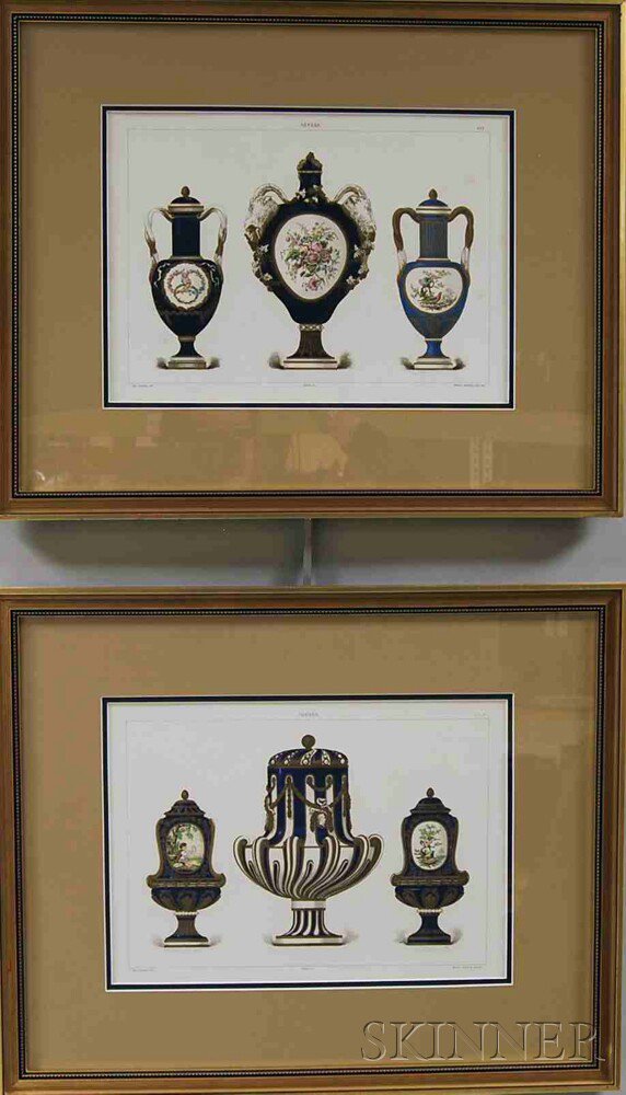 Appraisal: Two Framed Lithographs of Sevres Porcelain late th century lg