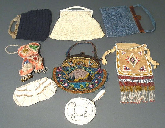 Appraisal: Eight purses some beaded and one Indian example