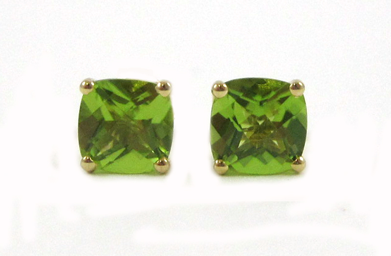 Appraisal: PAIR OF PERIDOT AND FOURTEEN KARAT GOLD EAR STUDS each